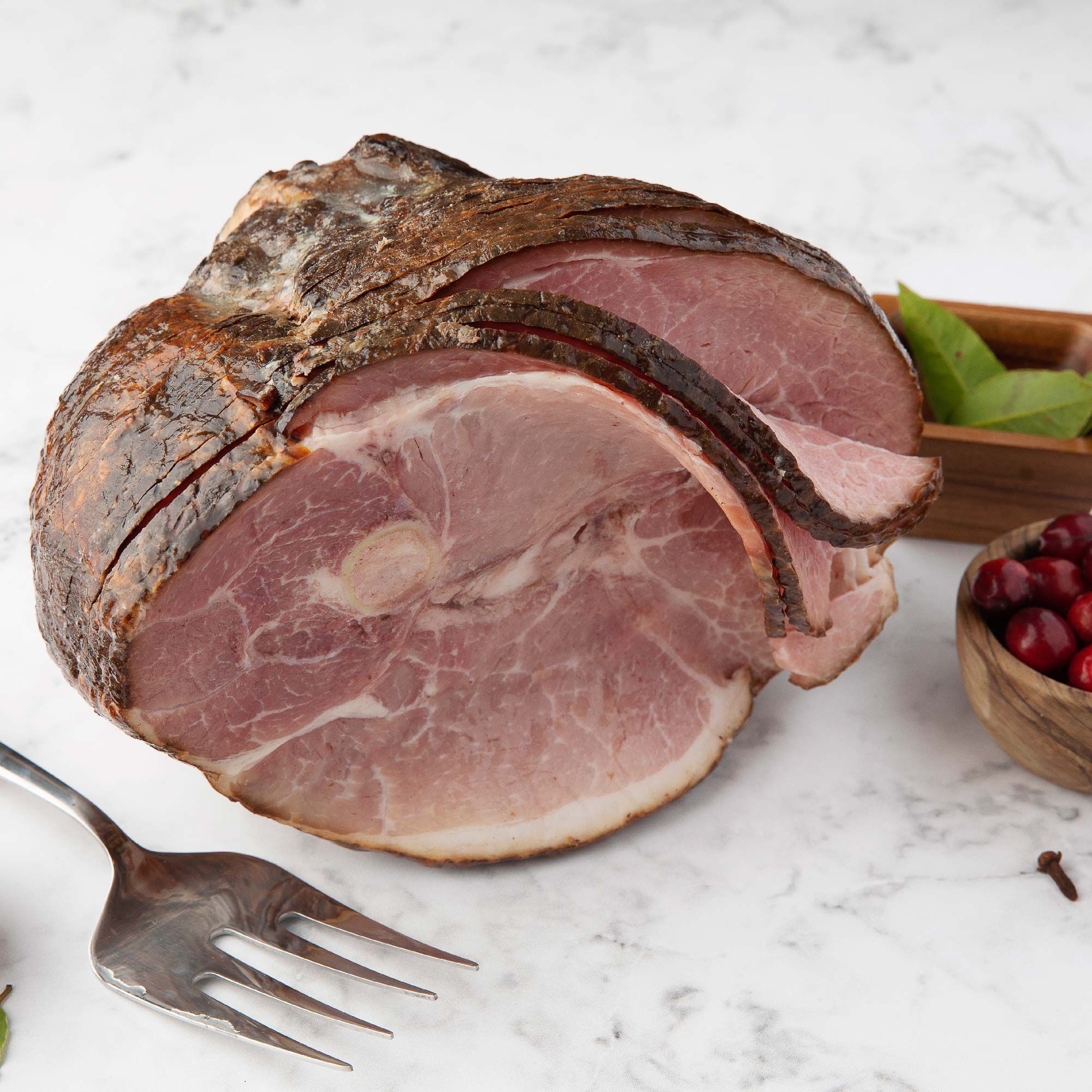 Berkshire Pork Bone-In Spiral Smoked Ham, Half